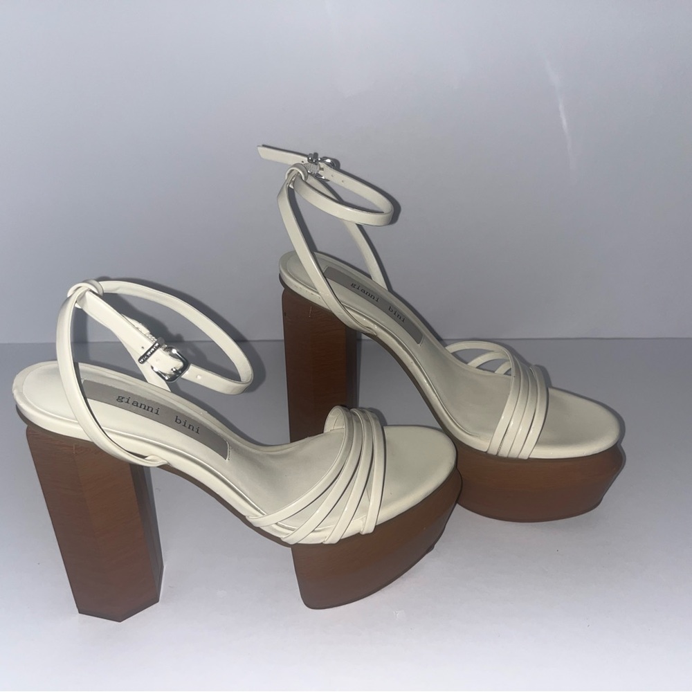 White Strappy Platform Heels - Picture 2 of 4